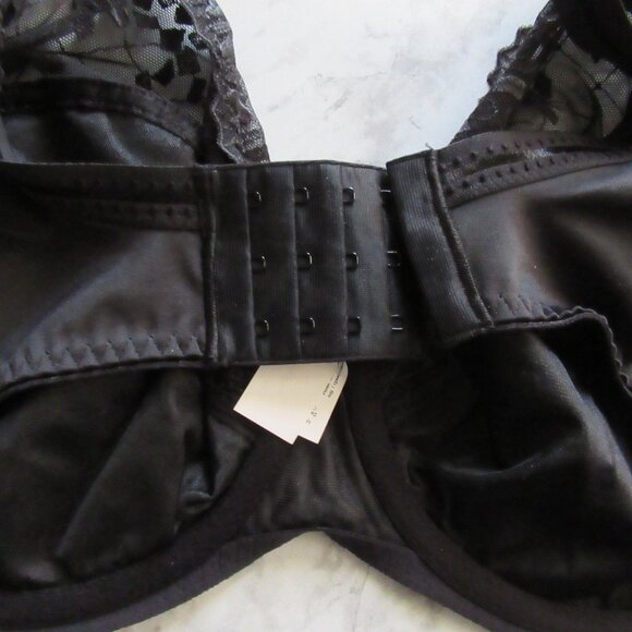 New Chantelle Bra 38G Black Pont Neuf 3 Part Cup Underwire Back Closure - Picture 4 of 7